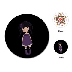 Dolly Girl In Purple Playing Cards (round)  by Valentinaart