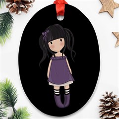 Dolly Girl In Purple Oval Ornament (two Sides) by Valentinaart