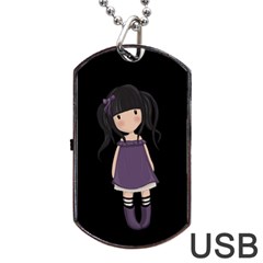 Dolly Girl In Purple Dog Tag Usb Flash (one Side) by Valentinaart