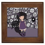 Dolly girl in purple Framed Tiles Front