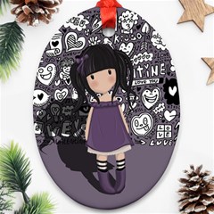 Dolly Girl In Purple Ornament (oval) by Valentinaart