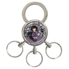 Dolly Girl In Purple 3-ring Key Chains by Valentinaart