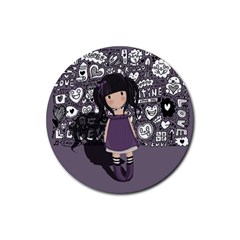 Dolly Girl In Purple Rubber Round Coaster (4 Pack)  by Valentinaart