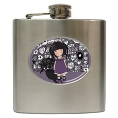 Dolly Girl In Purple Hip Flask (6 Oz) by Valentinaart