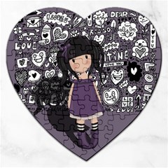 Dolly Girl In Purple Jigsaw Puzzle (heart) by Valentinaart