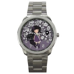 Dolly Girl In Purple Sport Metal Watch by Valentinaart