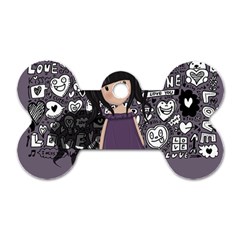 Dolly Girl In Purple Dog Tag Bone (two Sides) by Valentinaart