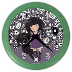 Dolly Girl In Purple Color Wall Clocks by Valentinaart