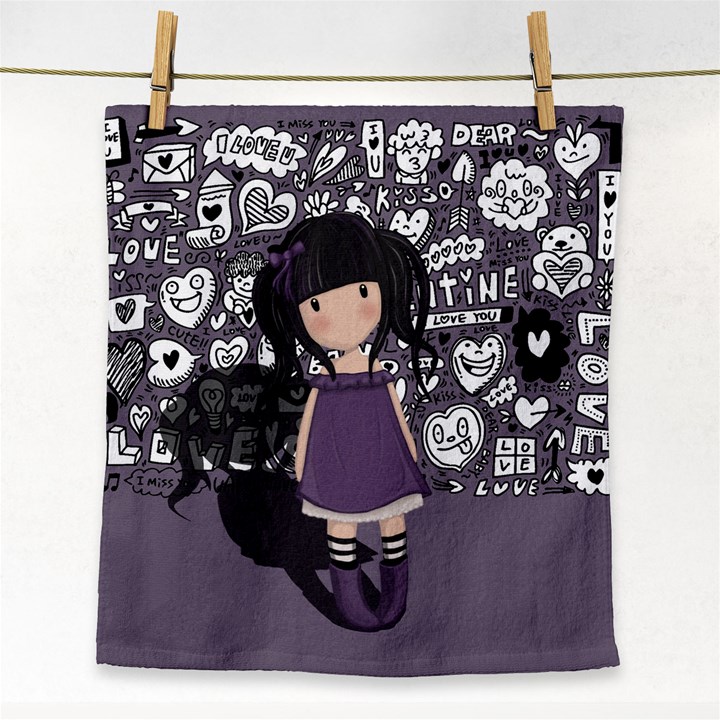 Dolly girl in purple Face Towel