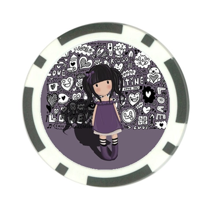 Dolly girl in purple Poker Chip Card Guard (10 pack)