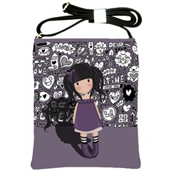 Dolly Girl In Purple Shoulder Sling Bags by Valentinaart