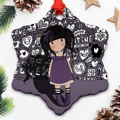 Dolly Girl In Purple Snowflake Ornament (two Sides) by Valentinaart