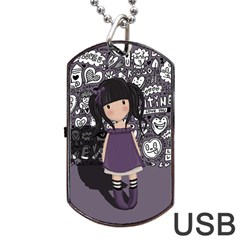 Dolly Girl In Purple Dog Tag Usb Flash (two Sides) by Valentinaart