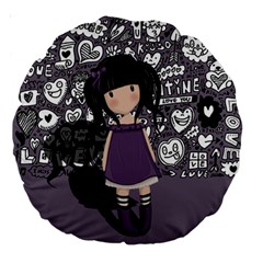 Dolly Girl In Purple Large 18  Premium Round Cushions by Valentinaart