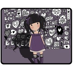 Dolly Girl In Purple Double Sided Fleece Blanket (medium)  by Valentinaart