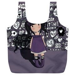 Dolly Girl In Purple Full Print Recycle Bags (l)  by Valentinaart