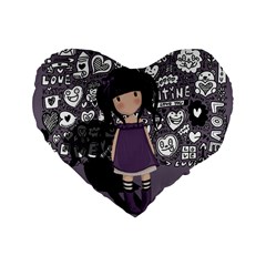 Dolly Girl In Purple Standard 16  Premium Flano Heart Shape Cushions by Valentinaart