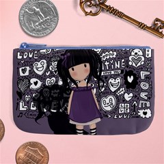 Dolly Girl In Purple Large Coin Purse by Valentinaart