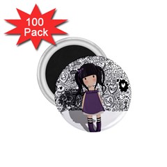 Dolly Girl In Purple 1 75  Magnets (100 Pack)  by Valentinaart