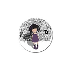 Dolly Girl In Purple Golf Ball Marker by Valentinaart