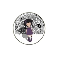 Dolly Girl In Purple Hat Clip Ball Marker (10 Pack) by Valentinaart