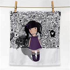 Dolly Girl In Purple Face Towel by Valentinaart