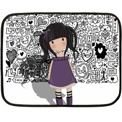 Dolly Girl In Purple Double Sided Fleece Blanket (mini)  by Valentinaart