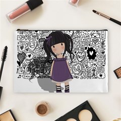 Dolly Girl In Purple Cosmetic Bag (large)  by Valentinaart