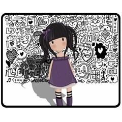 Dolly Girl In Purple Fleece Blanket (medium)  by Valentinaart