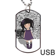 Dolly Girl In Purple Dog Tag Usb Flash (one Side) by Valentinaart