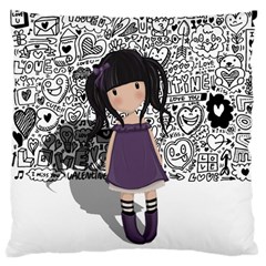 Dolly Girl In Purple Large Cushion Case (one Side) by Valentinaart