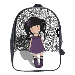 Dolly Girl In Purple School Bag (xl) by Valentinaart