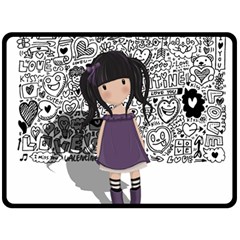 Dolly Girl In Purple Double Sided Fleece Blanket (large)  by Valentinaart