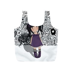 Dolly Girl In Purple Full Print Recycle Bags (s)  by Valentinaart