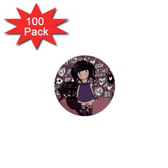 Dolly Girl In Purple 1  Mini Buttons (100 Pack)  by Valentinaart