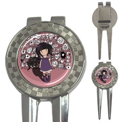 Dolly Girl In Purple 3-in-1 Golf Divots by Valentinaart