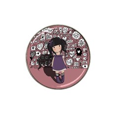 Dolly Girl In Purple Hat Clip Ball Marker (4 Pack) by Valentinaart