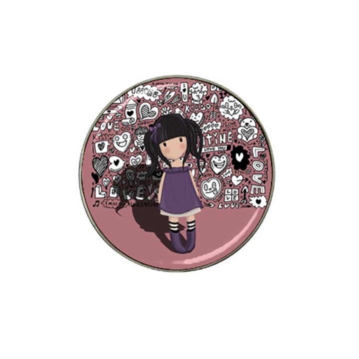 Dolly girl in purple Hat Clip Ball Marker (4 pack)