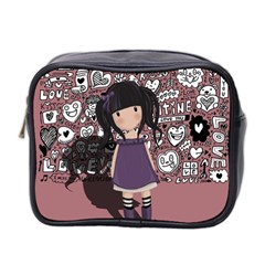 Dolly Girl In Purple Mini Toiletries Bag 2-side by Valentinaart