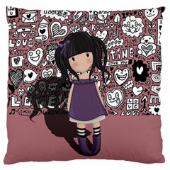 Dolly Girl In Purple Large Cushion Case (two Sides) by Valentinaart