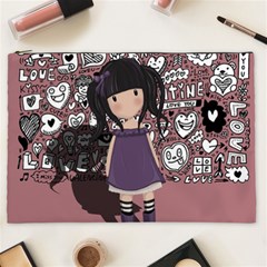 Dolly Girl In Purple Cosmetic Bag (xxl)  by Valentinaart