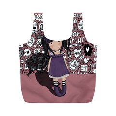 Dolly Girl In Purple Full Print Recycle Bags (m)  by Valentinaart