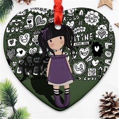 Dolly Girl In Purple Ornament (heart) by Valentinaart