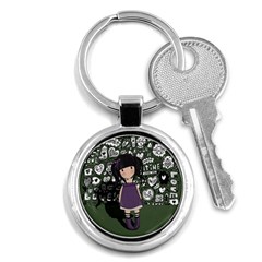 Dolly Girl In Purple Key Chains (round)  by Valentinaart