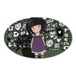 Dolly girl in purple Oval Magnet Front