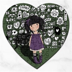 Dolly Girl In Purple Jigsaw Puzzle (heart) by Valentinaart