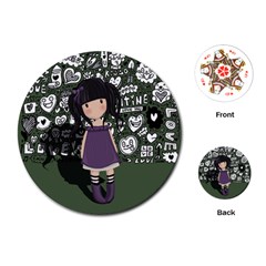 Dolly Girl In Purple Playing Cards (round)  by Valentinaart