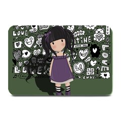 Dolly Girl In Purple Plate Mats by Valentinaart