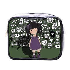 Dolly Girl In Purple Mini Toiletries Bags by Valentinaart