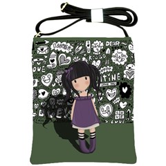 Dolly Girl In Purple Shoulder Sling Bags by Valentinaart